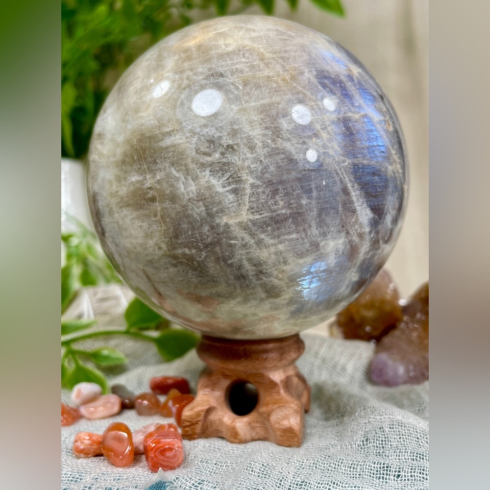 !!! 20% OFF SALE !!!  2324 Large Moonstone Crystal Sphere with Blue Flash